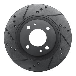 Mitsubishi I-MIEV Brake Rotor (1) - Front Left - R1 Concepts - Drilled & Slotted - Black - `12-`17